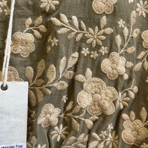 Savanna Jane nwt babydoll shirred waist boho embroidered top LG Peasant feminine - Picture 4 of 9